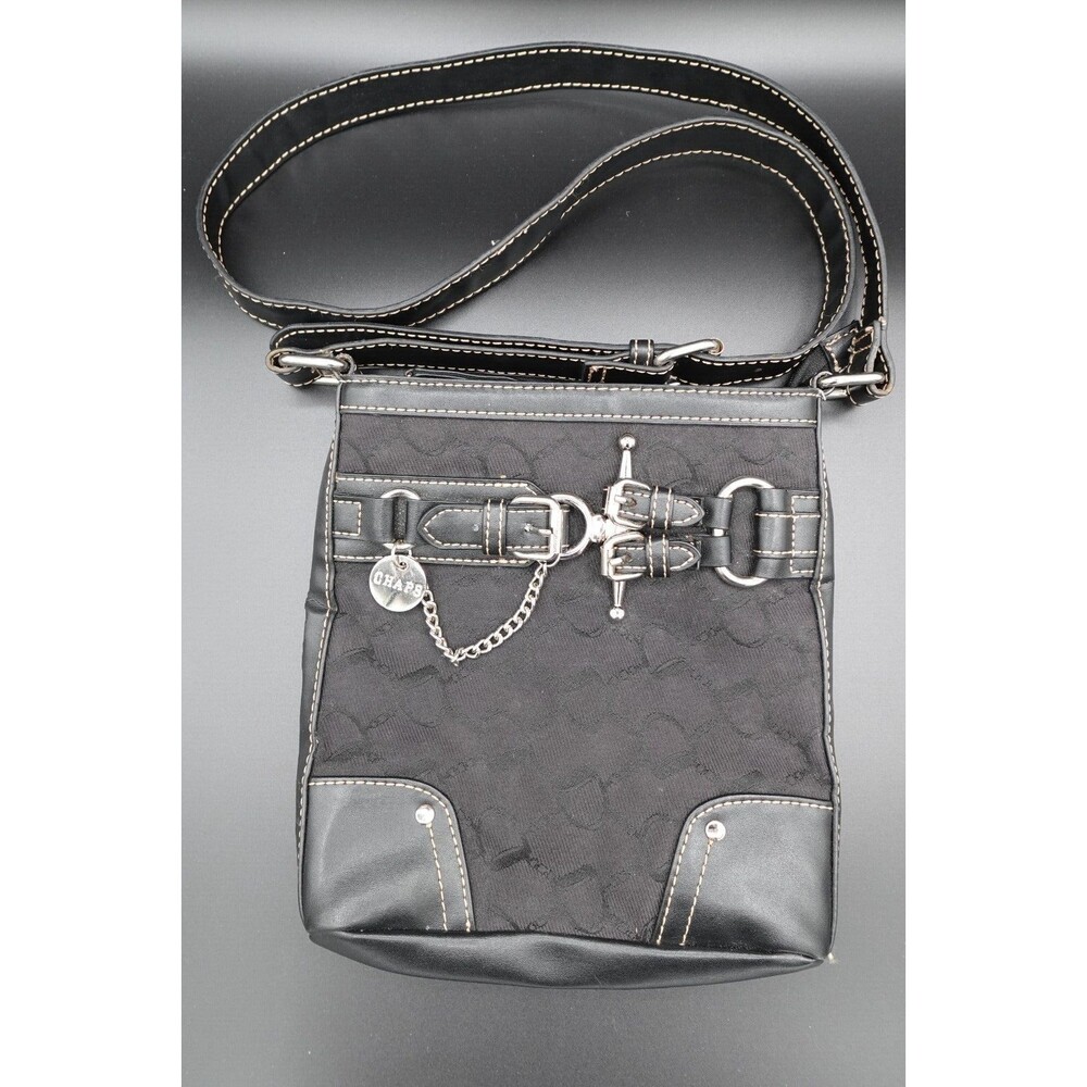 Chaps Women's Vintage Retro Crossbody Bag Purse Belt And Buckle Metal Trim SZ S